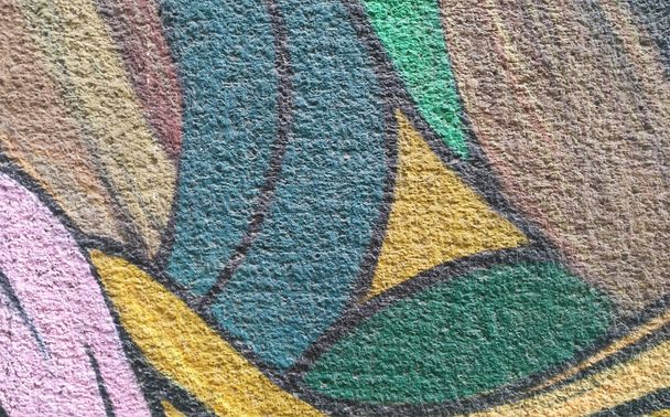 Abstract creative multicolored graffiti on the wall - Фото, изображение