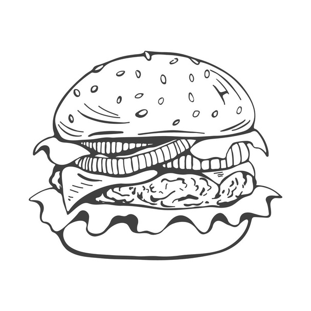 Painted burger, great delicious sandwich - Vector, Image