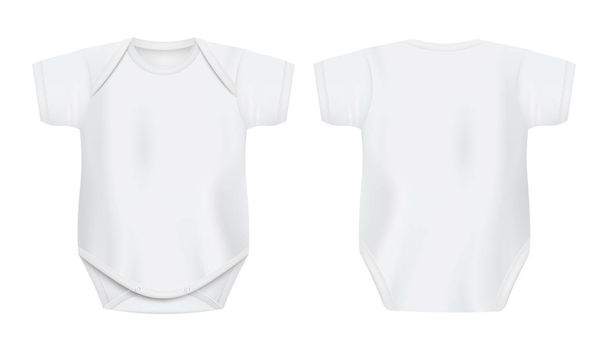 Baby bodysuit front and back template, realistic vector illustration isolated. - Vector, Image
