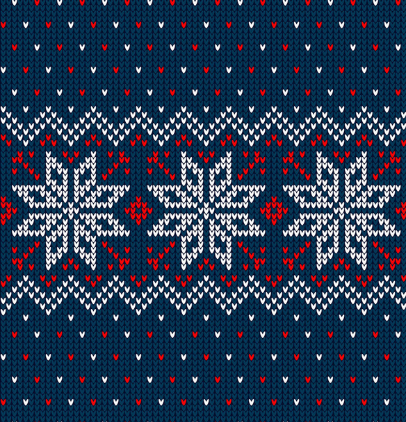 Knitted Christmas and New Year pattern, norwegian background - ベクター画像