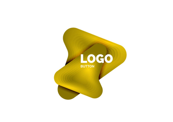 Pfeil-Logo-Vorlage. oder spielen oder herunterladen Button Logotyp Vorlage. minimales geometrisches Design, 3D-geometrisches fettes Symbol im Reliefstil mit Effekt der Farbmischung. Vektorillustration - Vektor, Bild