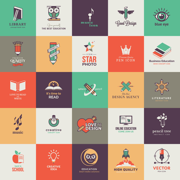 Set of quality designed art and education icons - Vector, Image