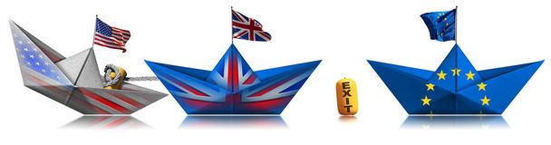 Conceito Brexit - reboques de barco dos EUA Reino Unido para fora da União Europeia
 - Foto, Imagem