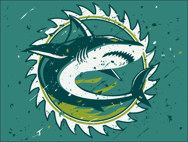 Shark Hunter Emblem - Vector, Image