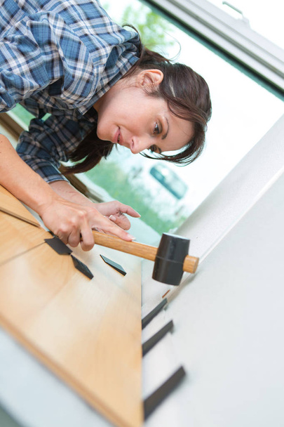 emale nailing a plank at home - Φωτογραφία, εικόνα