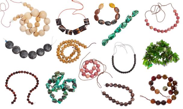 set of various strings of beads isolated - Fotoğraf, Görsel