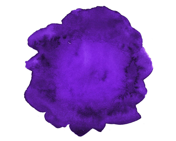 Acuarela púrpura saturada, punto aislado brillante con divorcios y fronteras. Marco de acuarela violeta con espacio de copia para texto
. - Foto, imagen