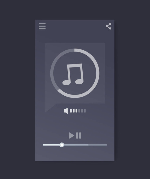 Music streaming player interface, mobile app ui - Vetor, Imagem