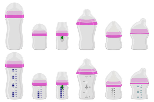 Illustration zum Thema große farbige Kit Babymilch in der Flasche mit r - Vektor, Bild
