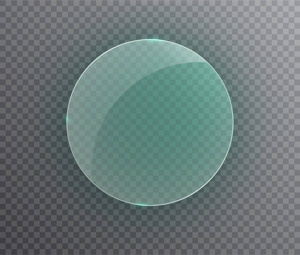 Transparent round circle. See through element on checkered background.Glass plate mock up. Vector illustration. - Vector, Image