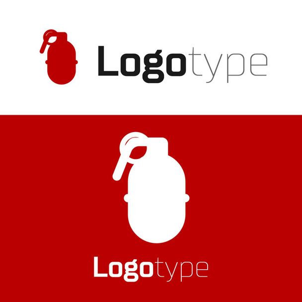 Rote Handgranate auf weißem Hintergrund. Bombenexplosion. Logo Design Template-Element. Vektorillustration - Vektor, Bild