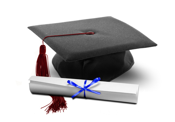 Sombrero de graduación y diploma - Foto, imagen