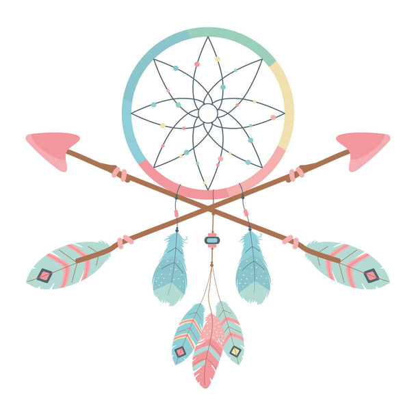 Isolated boho arrow and dream catcher vector design vector illustration - Vector, Image