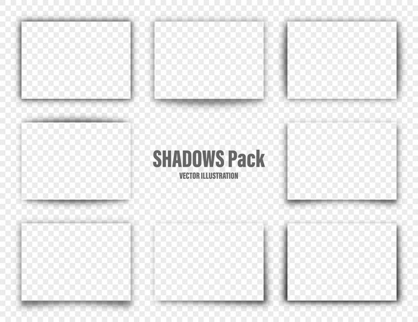Vector shadows set. Page dividers on transparent background. Realistic isolated shadow for paper in A4 format. Vector illustration. - Vector, Image