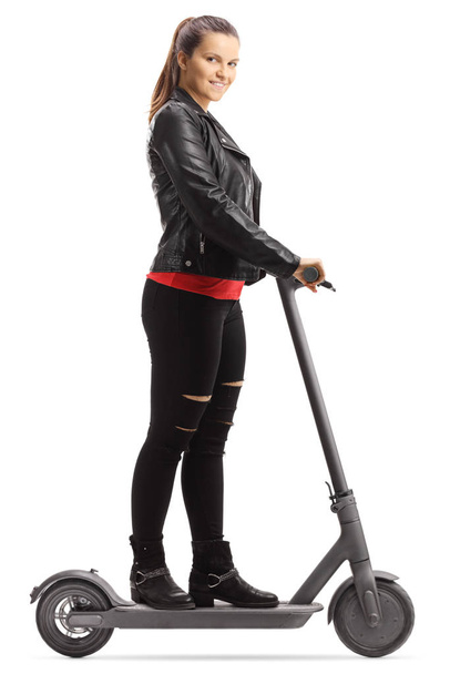 Female teen on an electric scooter  - Zdjęcie, obraz
