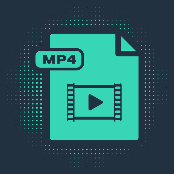 grüne mp4-Datei Dokument. mp4-Symbol auf blauem Hintergrund isoliert herunterladen. mp4-Dateisymbol. abstrakte Kreis zufällige Punkte. Vektorillustration - Vektor, Bild