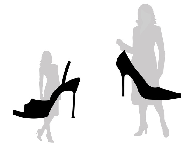The woman and footwear - Vector, Image