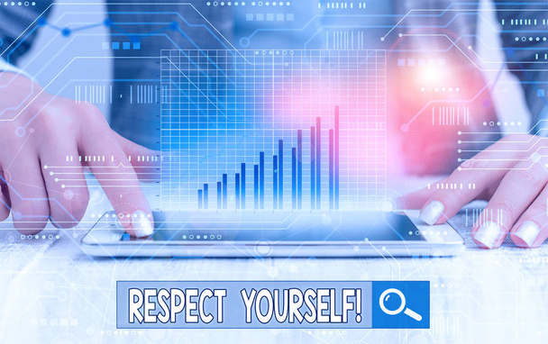 Writing note showing Respect Yourself. Business photo showcasing believing that you good and worthy being treated well. - Photo, Image