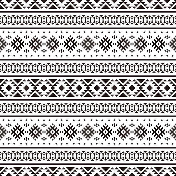 Seamless Etnic Pattern in black and white color - Vector, Image