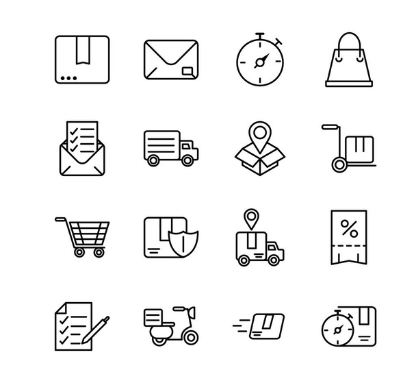 service logistic transport delivery icons thick line - Vector, Image