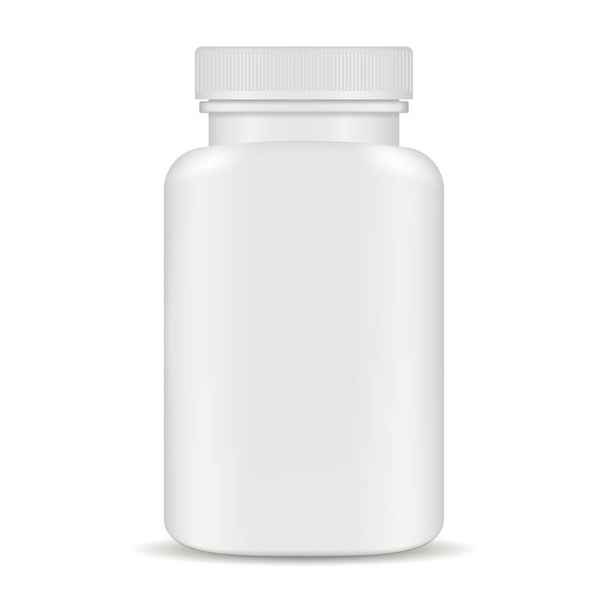 Plastic pill bottle. White 3d Vector Mockup - Vektori, kuva