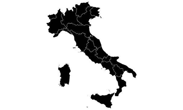 Italia mapa vector negro con los países aislados
 - Vector, Imagen