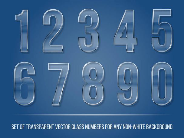 Set of transparent glass numbers with shadow - Vector, Image