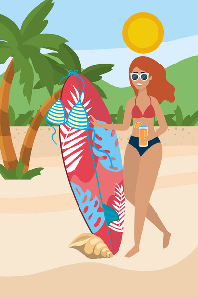 Девушка с дизайном одежды для плавания
 - Вектор,изображение