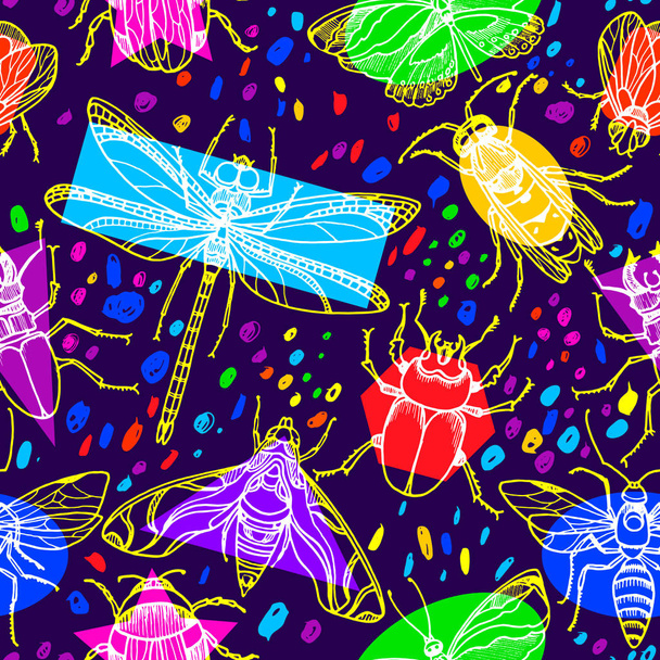 Insect. Seamless pattern. Vector background  - Vector, Image