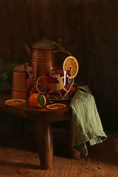 cranberry tea with spices and orange - Fotografie, Obrázek