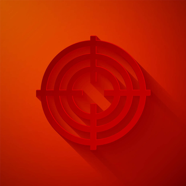 Paper cut Target sport voor het schieten concurrentie pictogram geïsoleerd op rode achtergrond. Schoon doelwit met nummers voor schietbaan of schieten. Papierkunst stijl. Vector Illustratie - Vector, afbeelding