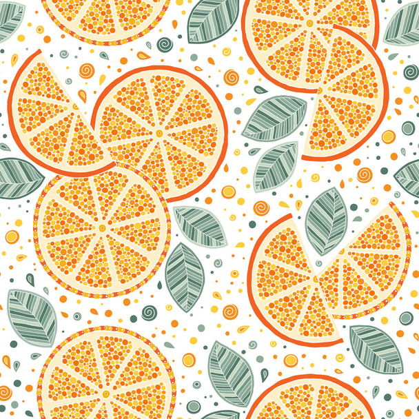 Oranges slices on a white background seamless pattern. - Vektor, obrázek