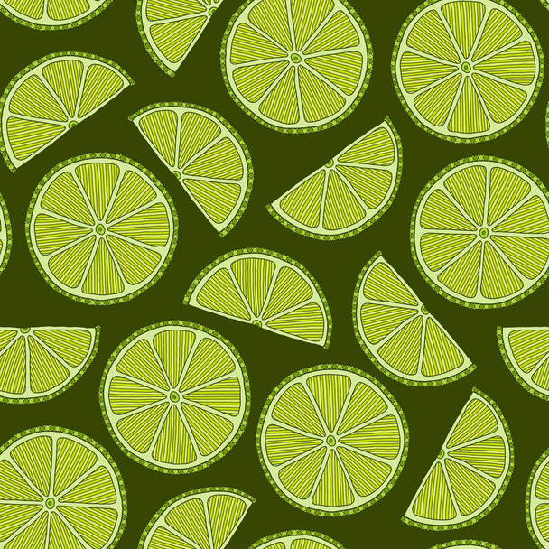 Lime seamless pattern. Colorful sketch limes. - ベクター画像