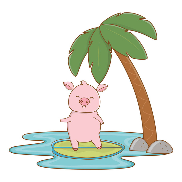 cute animal enjoying summer time cartoon - Vector, Image