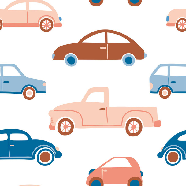 Handgezeichnete Autos nahtloses Muster - Vektor, Bild