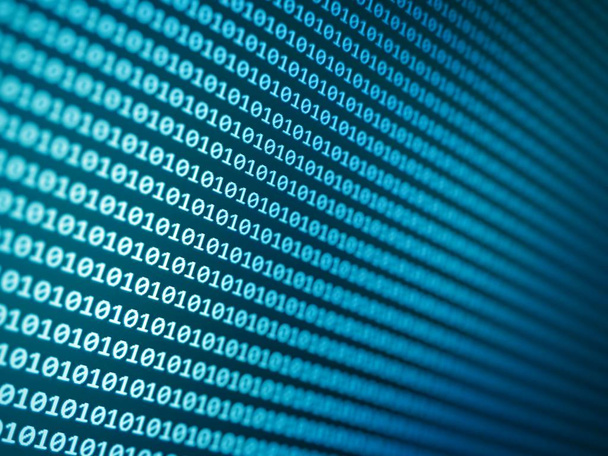 blue digital binary data on computer screen. - Photo, Image