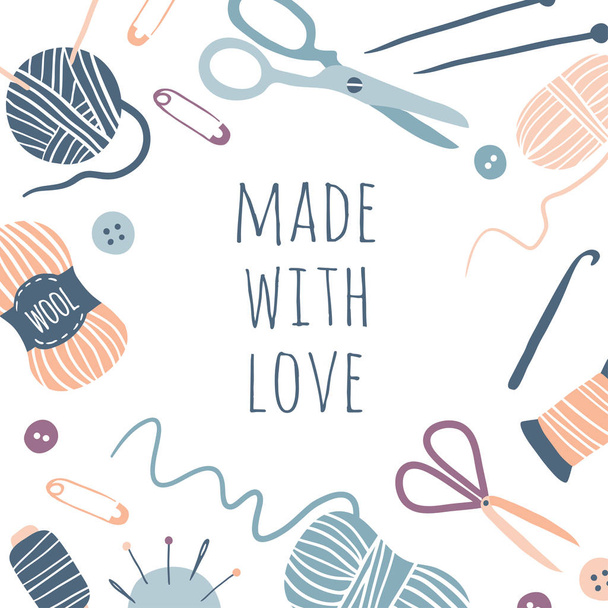 Made with love. Hobby tools poster - Vector, Image