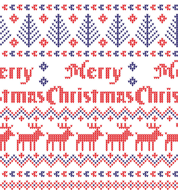 Knitted Christmas and New Year pattern, norwegian background - Vector, Image