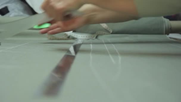 A seamstress works in a garment factory. Kyiv. Ukraine - Materiał filmowy, wideo