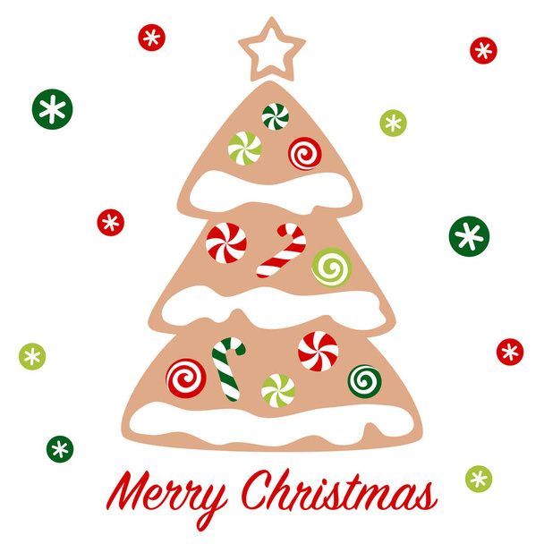Christmas tree gingerbread with sweet and candy  - Vector, Image