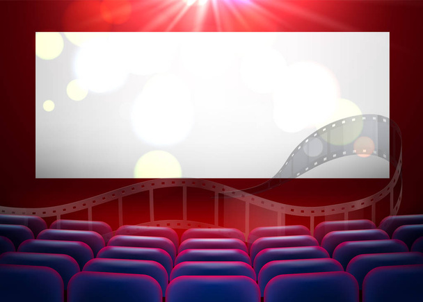 Vector 3d realistic cinema armchairs blank screen - Vector, Image