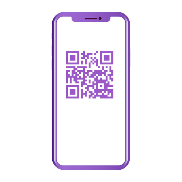 QR Code in Mobile Phone Screen. Flat Concept. - Vector, Image