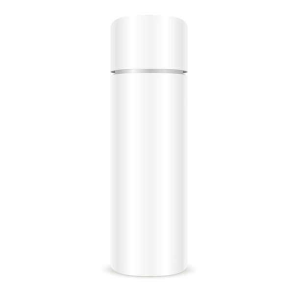 White Shiny Cosmetics Bottle. Shampoo Container. - Vector, Image
