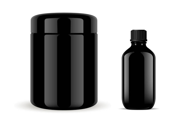 Set di bottiglie di vetro medico cosmetico. Flaconcino Mockup
 - Vettoriali, immagini