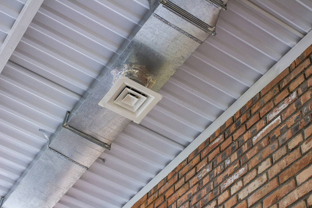 square anemostat on galvanized duct ventilation system details - Photo, Image