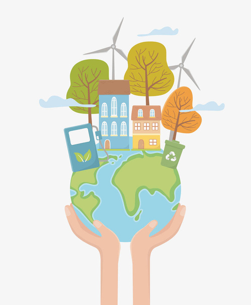 Eco city and save planet design - Vector, Image