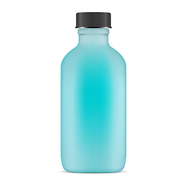 Glass Cosmetic Bottle. Realistic 3d Blue Flask. - Vector, Image