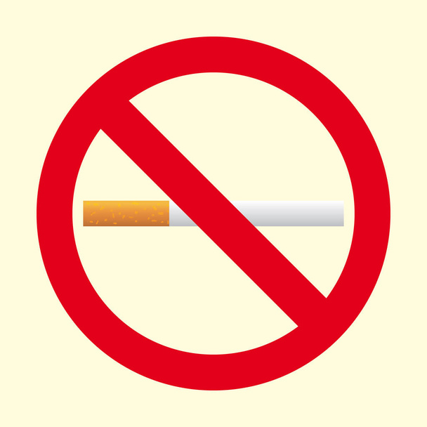 Pare de fumar parar de fumar símbolo sinal. Um cigarro verdadeiro. Ícone vetor vermelho no fundo rosa claro
. - Vetor, Imagem