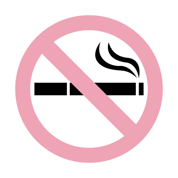 Pare de fumar parar de fumar símbolo sinal. Pictograma de cigarro. Ícone vetor rosa claro
. - Vetor, Imagem