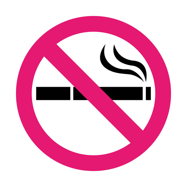 Pare de fumar parar de fumar símbolo sinal. Pictograma de cigarro. Ícone vetorial rosa
. - Vetor, Imagem